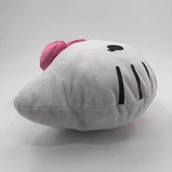 Hello Kitty Pillow Plush Winking Face Head Shape Zipper Pocket Pink Bow 13" FLAW - Picture 10 of 13